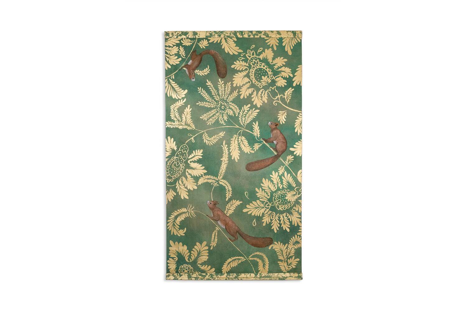 Painted canvas depicting squirrels. Contemporary.