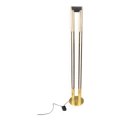 Lampadaire vintage en tube de laiton, années 1980