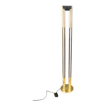 Vintage brass tube light floor lamp, 1980s