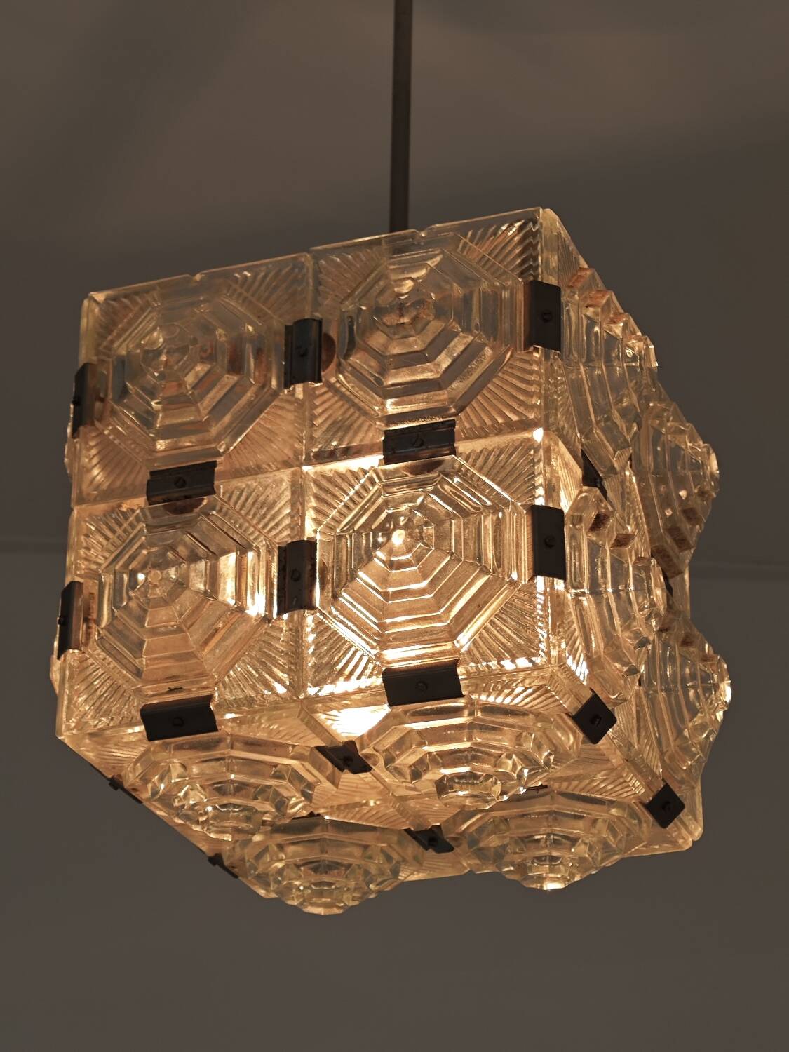 Pyramid chandelier by Jaroslav Bejvl for Preciosa, Kamenicky Senov 1967