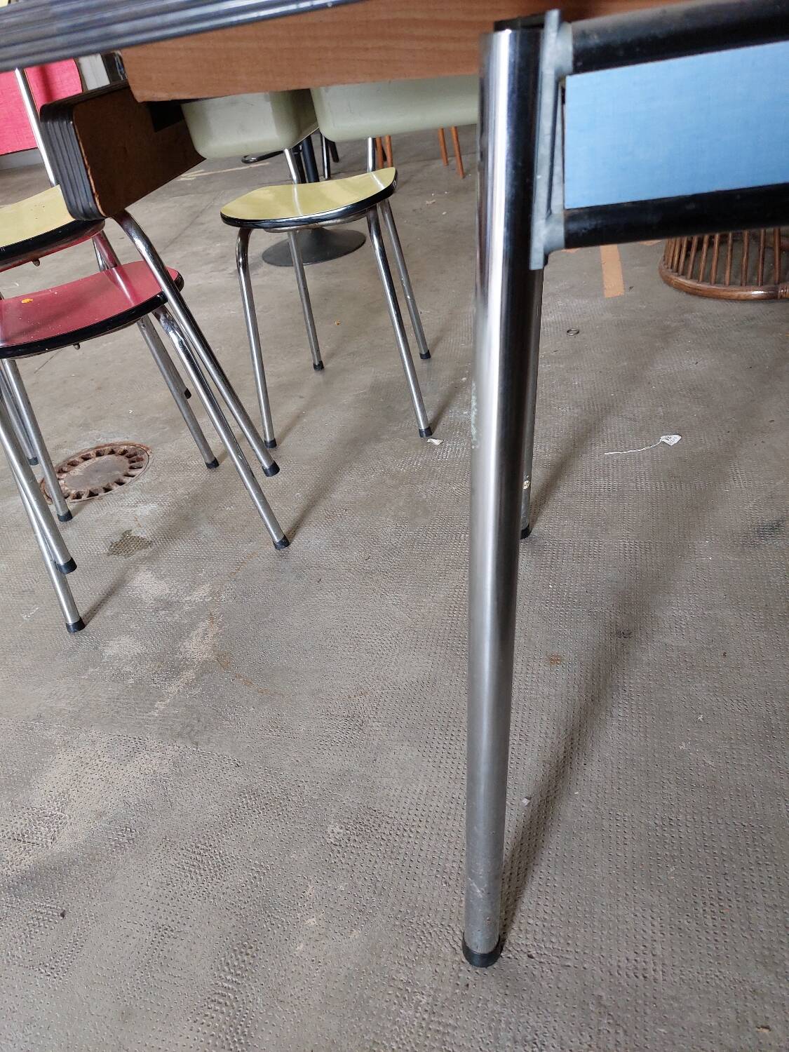 Blue formica table