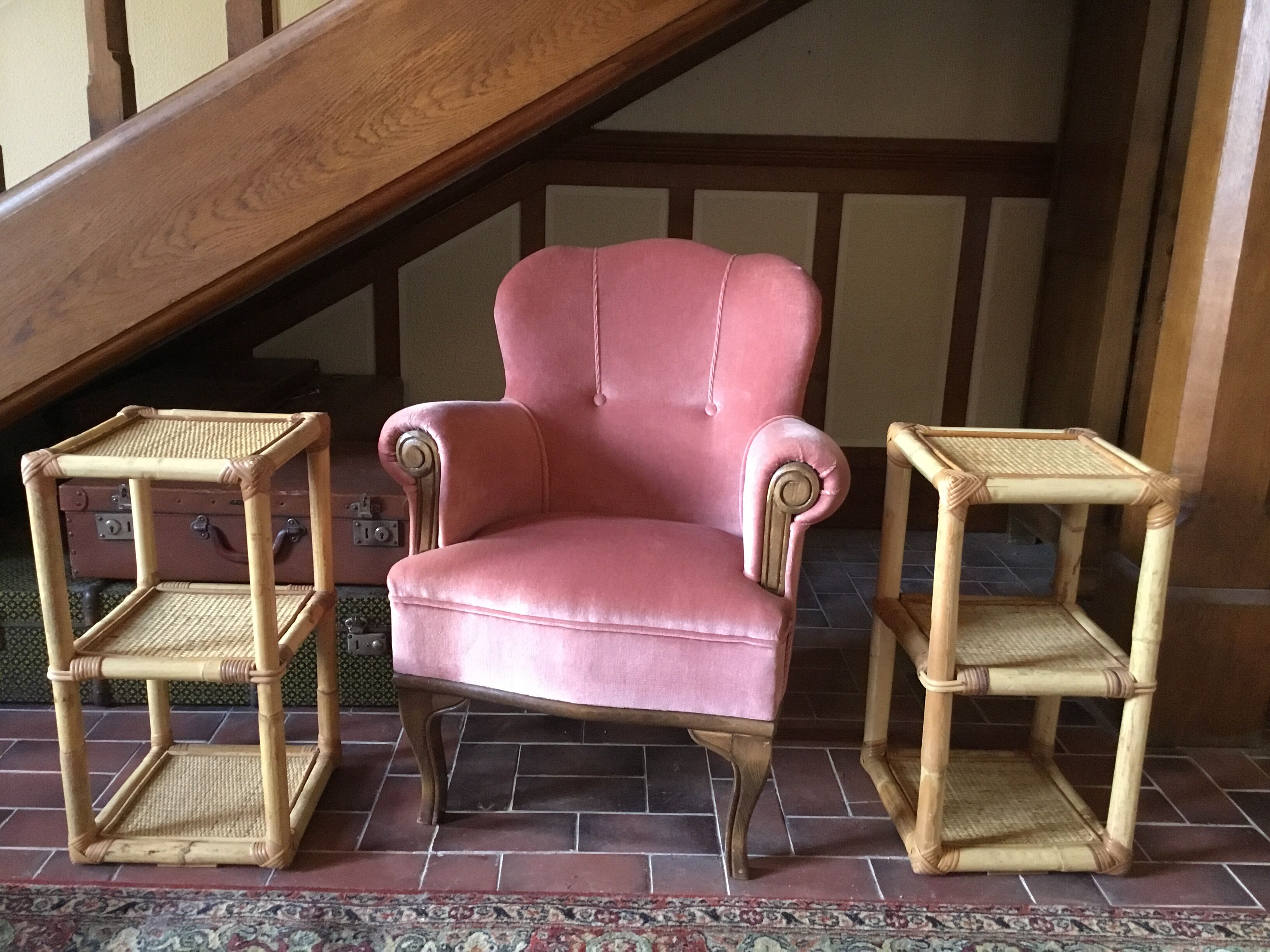 Pair of rattan bedside