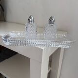 Tray with crystal salt and pepper shakers