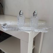 Tray with crystal salt and pepper shakers
