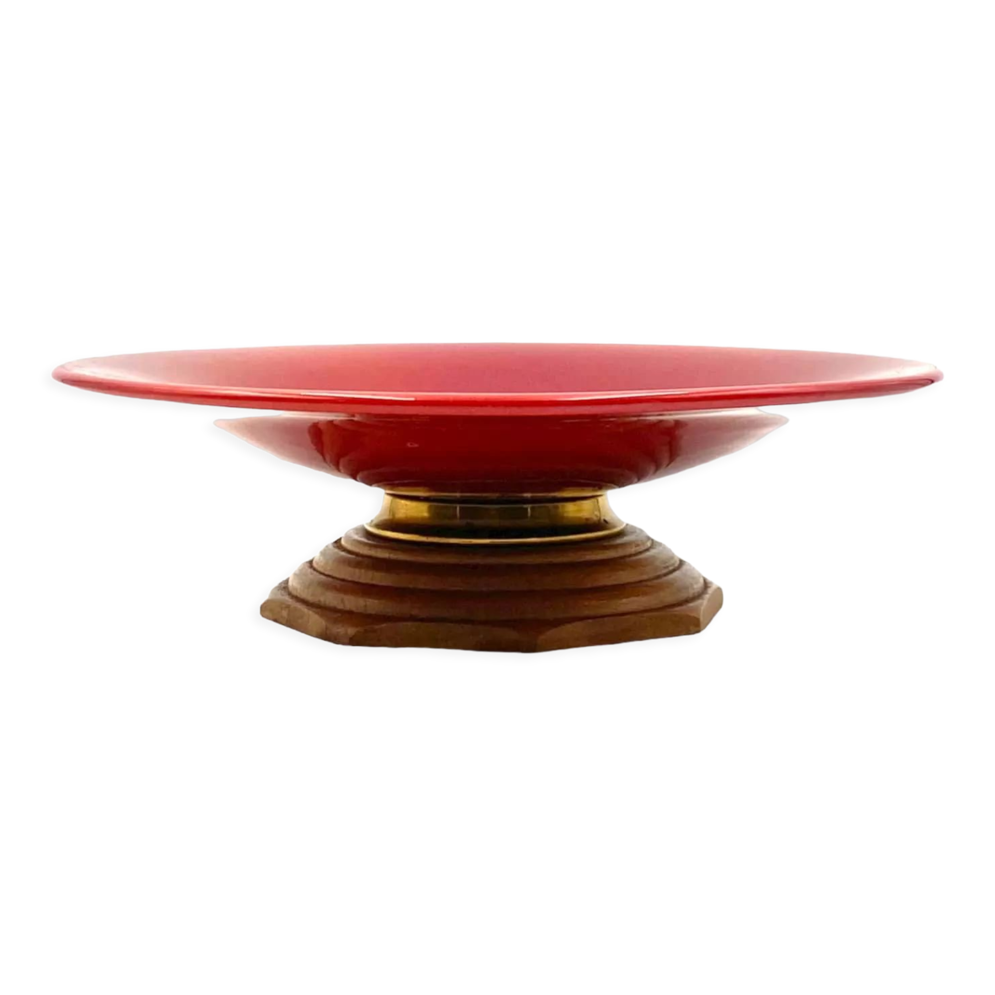 Modern red vide poche / centerpiece, Sevres France 1940s