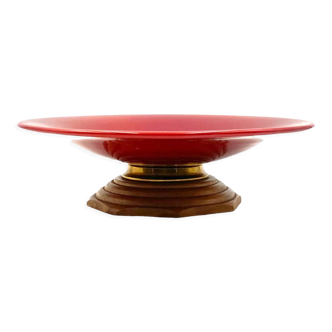 Modern red vide poche / centerpiece, Sevres France 1940s