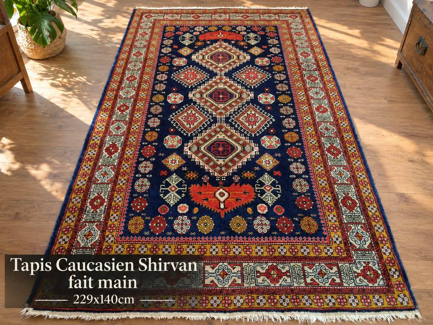Handmade Caucasian Shirvan rug 229x140cm
