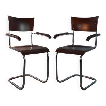 Pair of Mücke Melder chairs, Czech Bauhaus 1930s