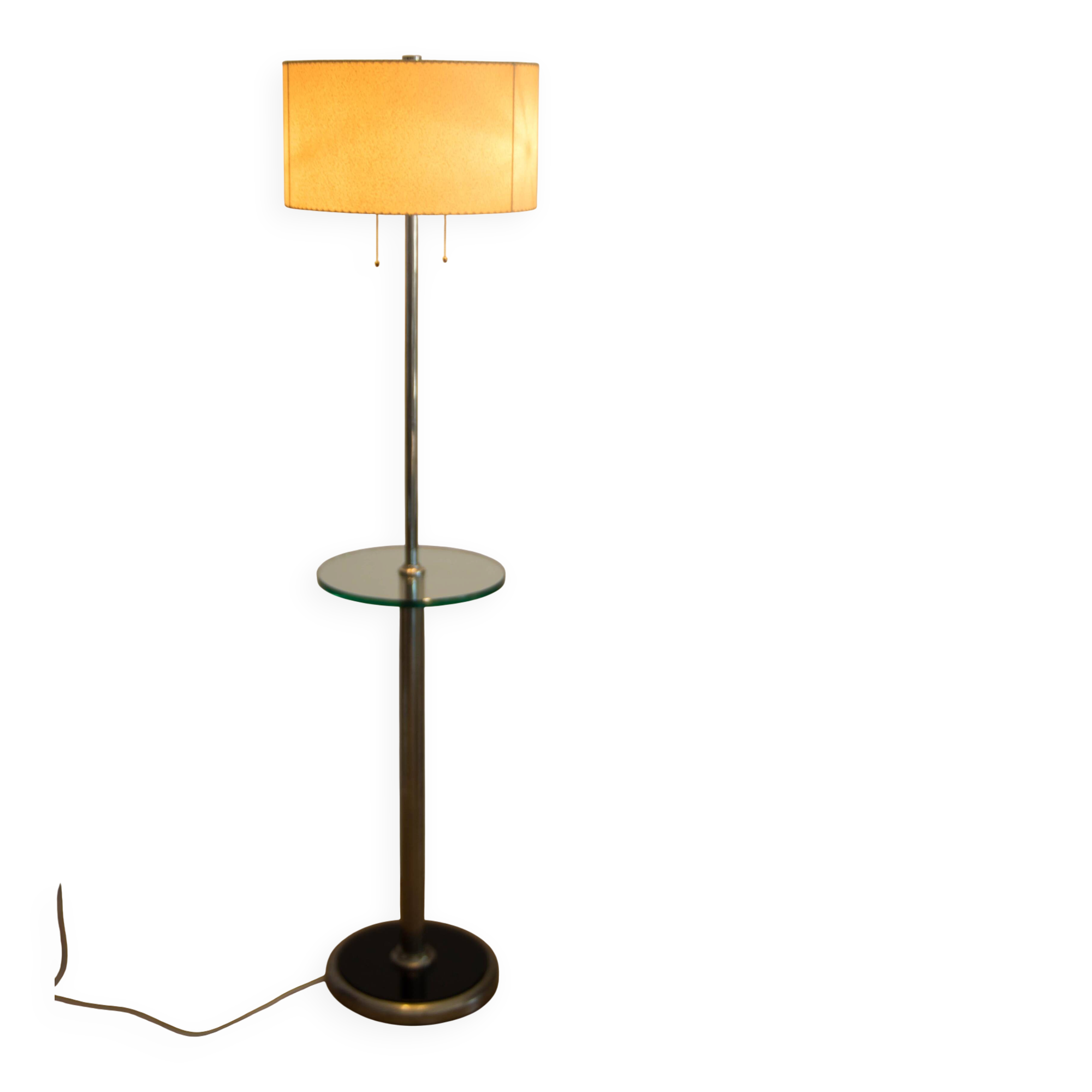 1930s Floor Nickel Lamp with Side Table – Functionalism, Bauhaus