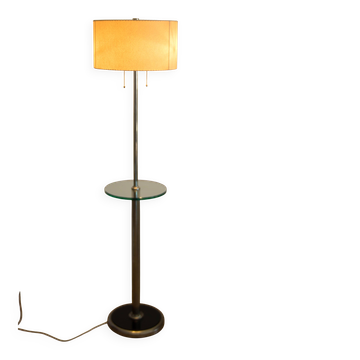Lampe de sol en nickel des années 1930 avec table d'appoint – Fonctionnalisme, Bauhaus