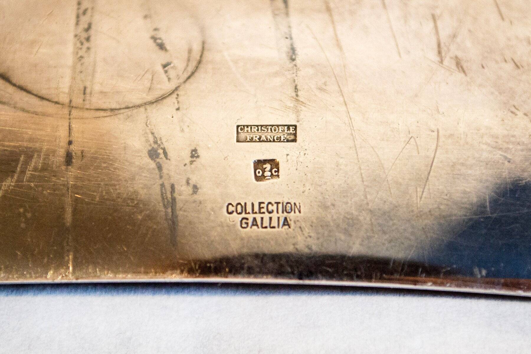 Vintage silver-plated metal pocket emptier Gallia by Christofle, France, 1950.
