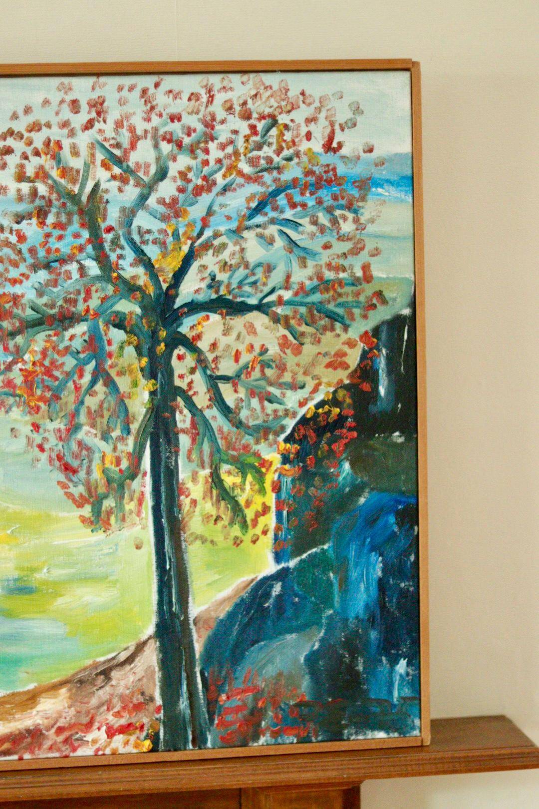 Original vintage Swedish oil on canvas – "Autumn Trees"