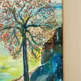 Original vintage Swedish oil on canvas – "Autumn Trees"