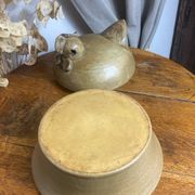 Art Ceramic stoneware dish with lid in the shape of a hen