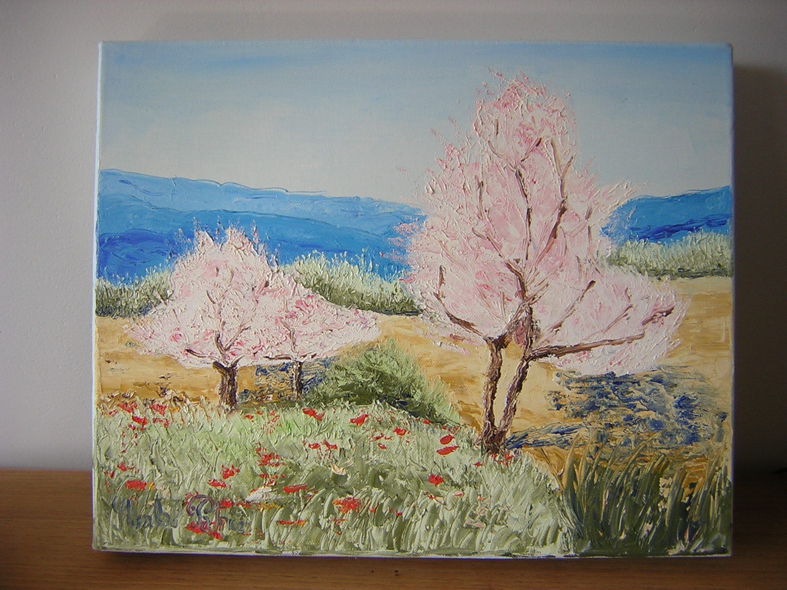 Oil on canvas by Patrice Skrabal, Almond trees