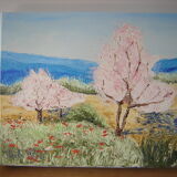 Oil on canvas by Patrice Skrabal, Almond trees