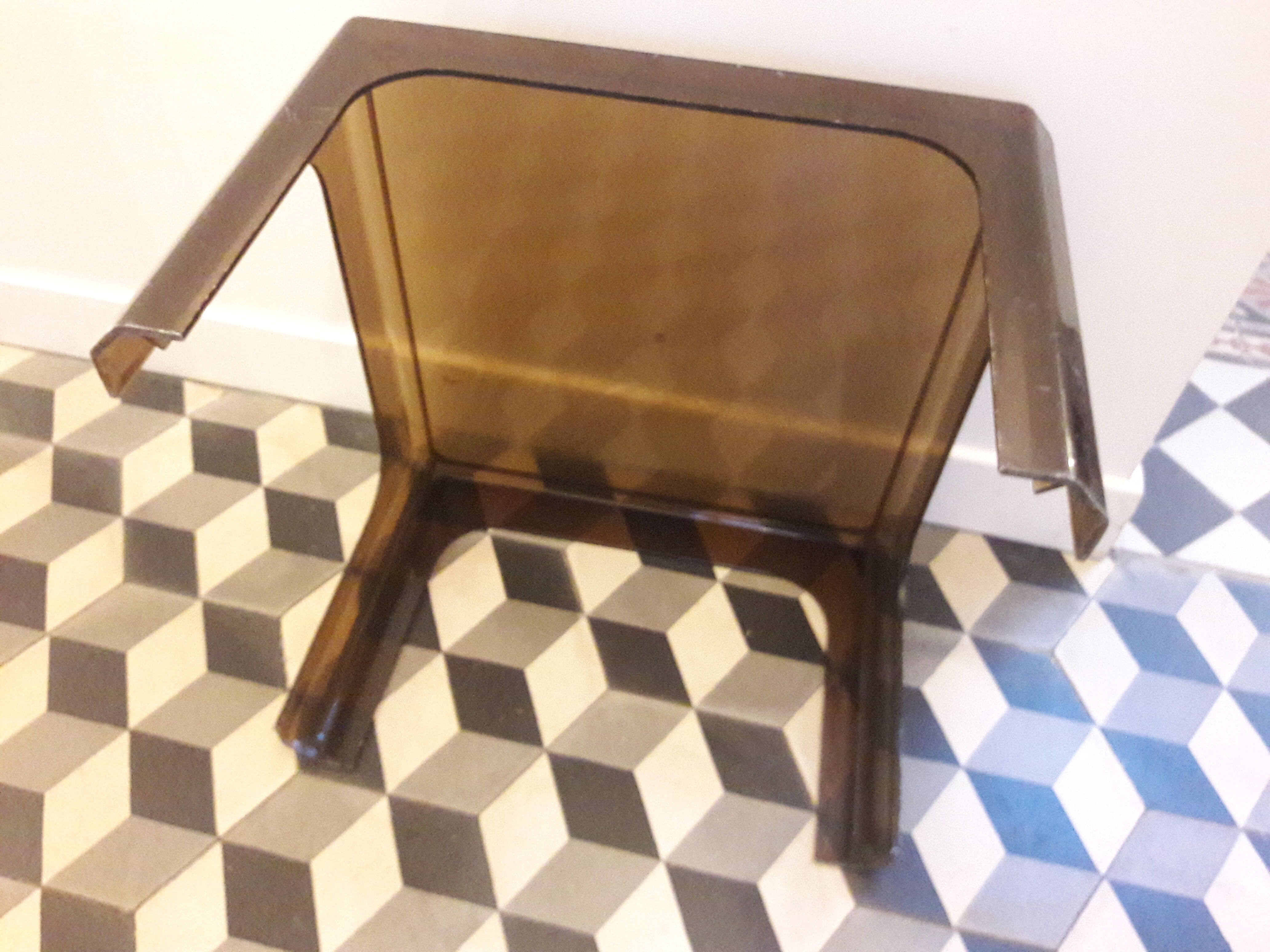 Square coffee table 60/70 plastic smoke, plexiglass smoke sofa end