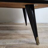 1960s chest of drawers in mahogany and lacquered mahogany with blue glass