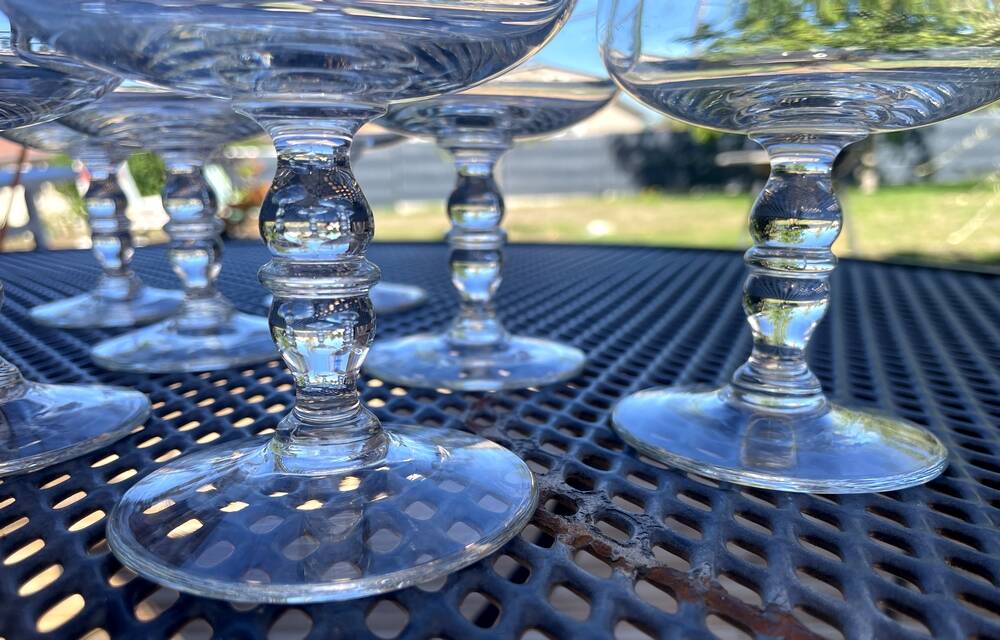 Set of 7 champagne glasses in crystal table art champagne cremant