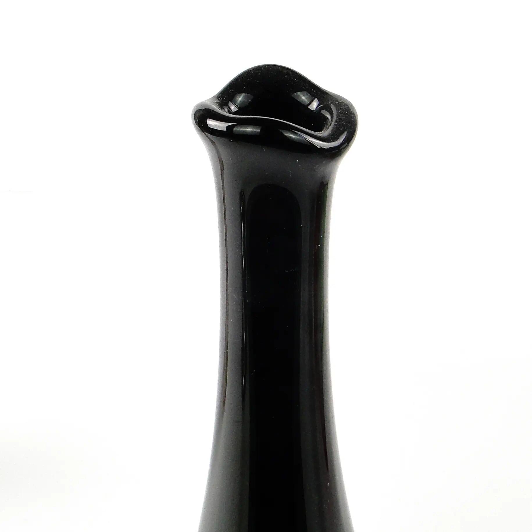 Vase Art Déco, verre hyalite noir, Ząbkowice, Pologne, années 1970