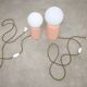 Vintage Italian Ceramic Table Lamps in Salmon Ceramic and Opaline, set of 2
