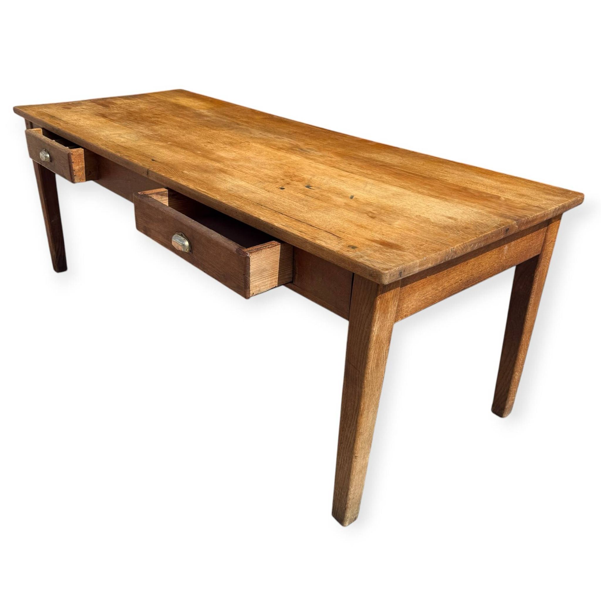 Table de ferme en Chêne 1900 France 2 tiroirs