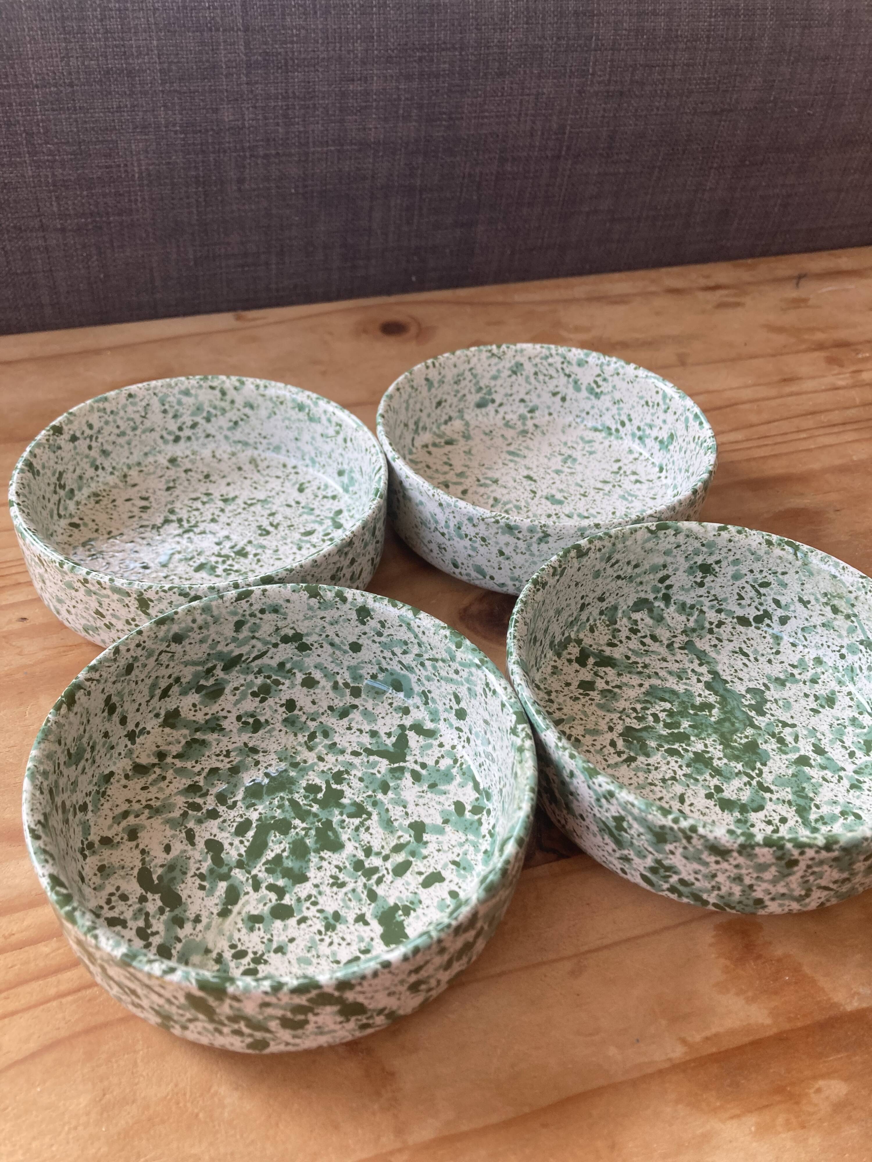 4 speckled ceramic ramekins