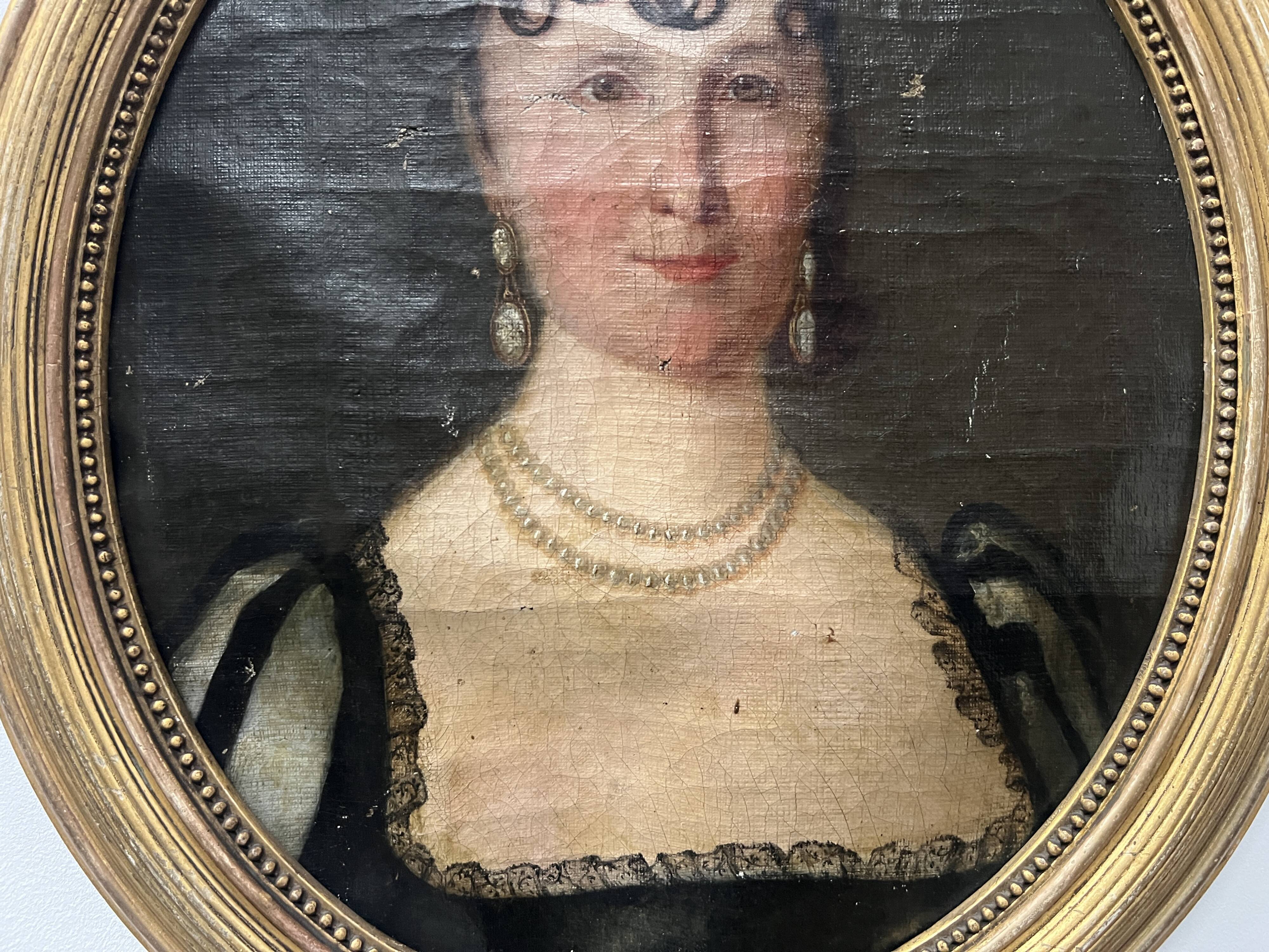 Oil on canvas "Bust of a Woman" 19th century
