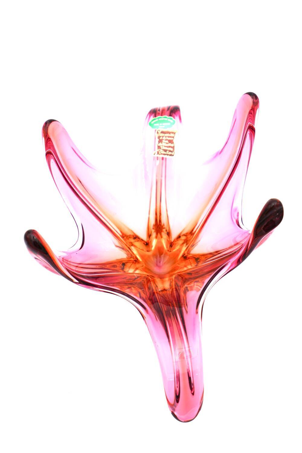 "Starfish" bowl by Murano – Fuchsia Pink & Amber – Circa 1960
