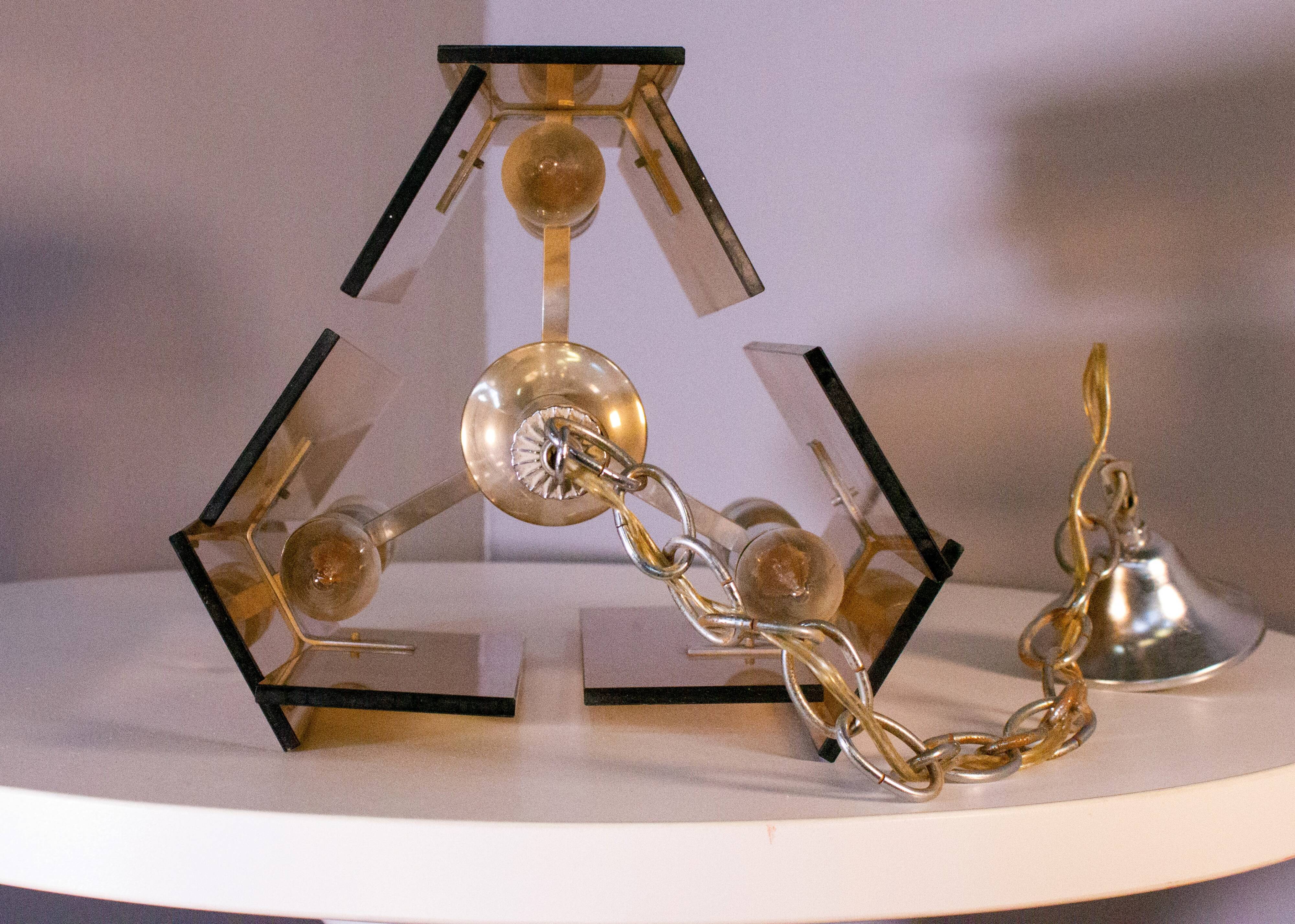 Orange glass lamps, six bulbs each