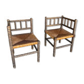 Chaises anciennes paillées bois perlé