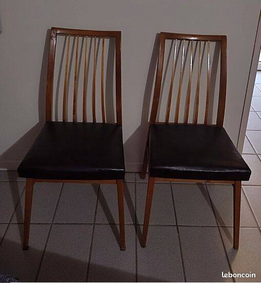 Designer chairs wood and imitation leather