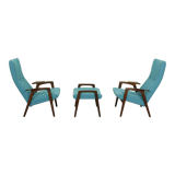 Ensemble de 2 fauteuils avec pouf assorti par Yngve Ekström pour Pastoe, années 1960