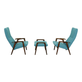 Set of 2 Danish Lounge Chairs with matching Ottoman by Yngve Ekström for Pastoe, 1960s