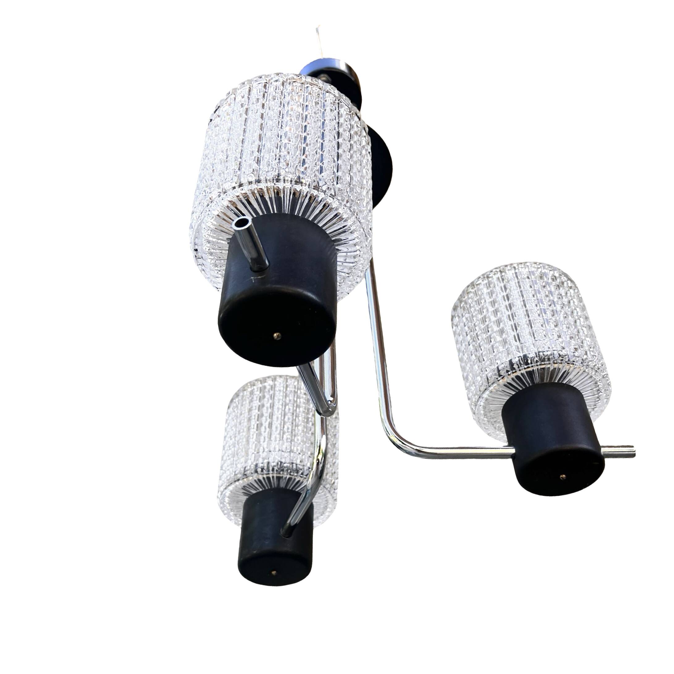 Elektroinstala Jílové pendant lamp, Czechoslovakia, 1970s, embossed glass