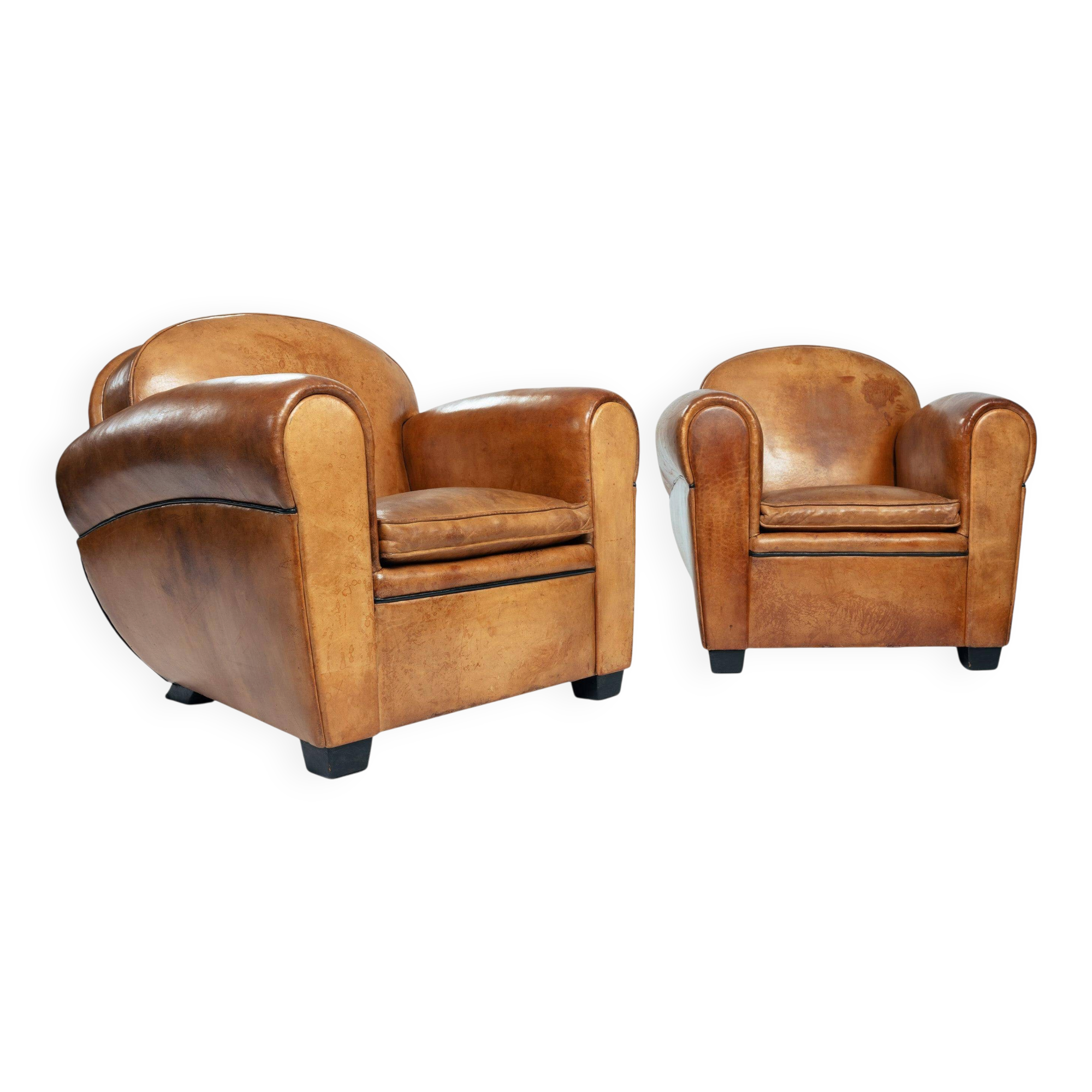 Set of 2 Bart Van Bekhoven Art Deco Club Chairs, Australian Sheepskin