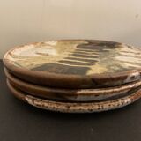 Set of 3 Danish Waldorff cups and 3 saucers in glazed stoneware