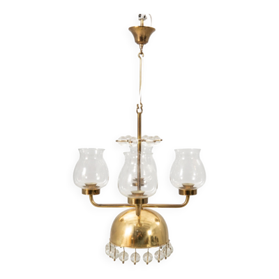 Lustre Erik Höglund Laiton et verre Suède 1960