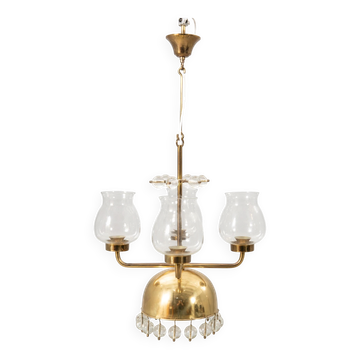 Lustre Erik Höglund Laiton et verre Suède 1960