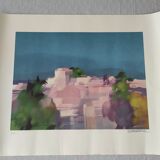 The Pink Village - Hand-signed lithograph - EA - Alfred Defossez