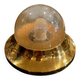 Vintage Austrian wall light in amber bubble glass