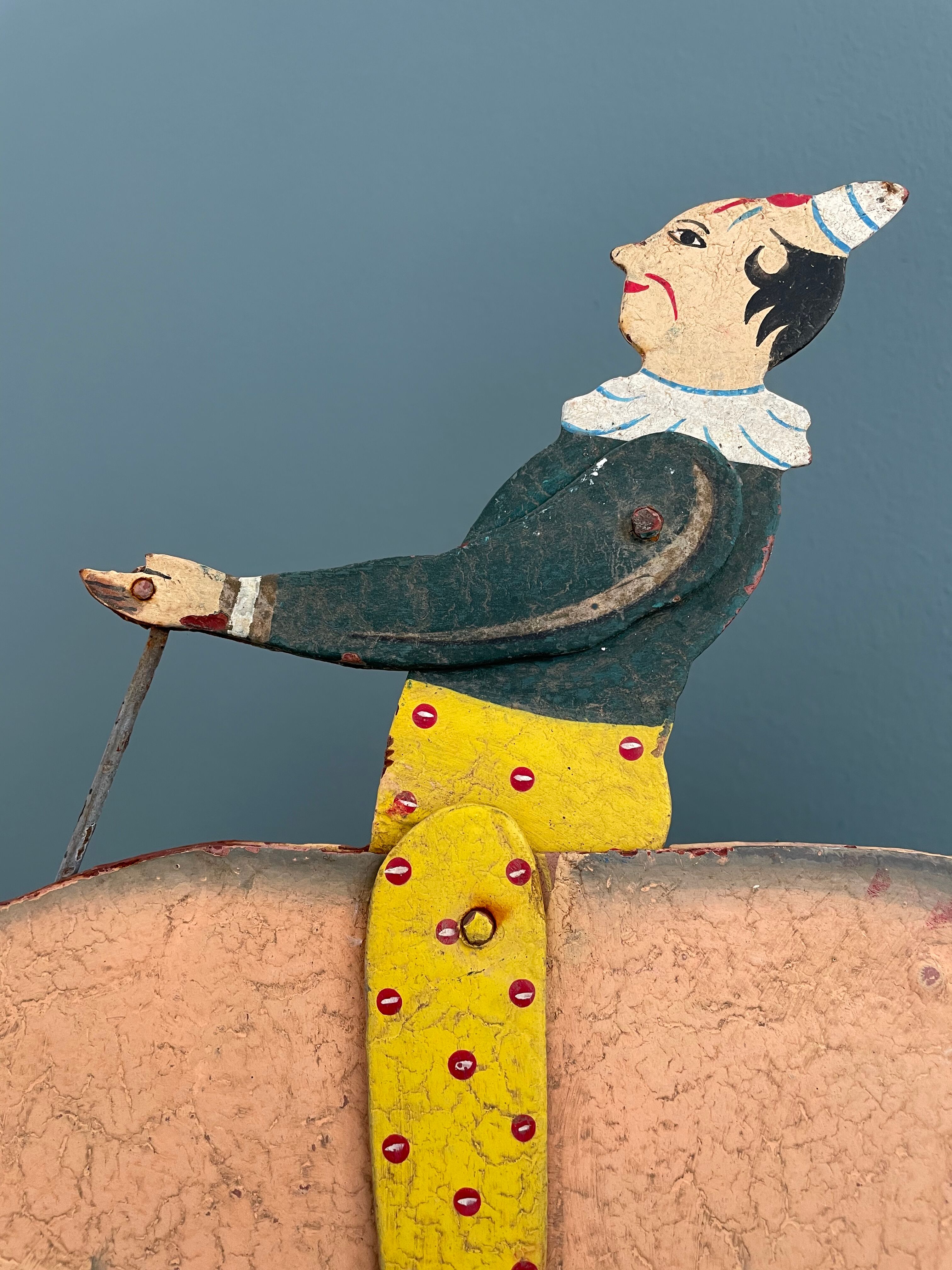 Old hand-painted metal pull toy