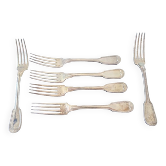 Christofle, France - Series of 6 table forks - Chinon model