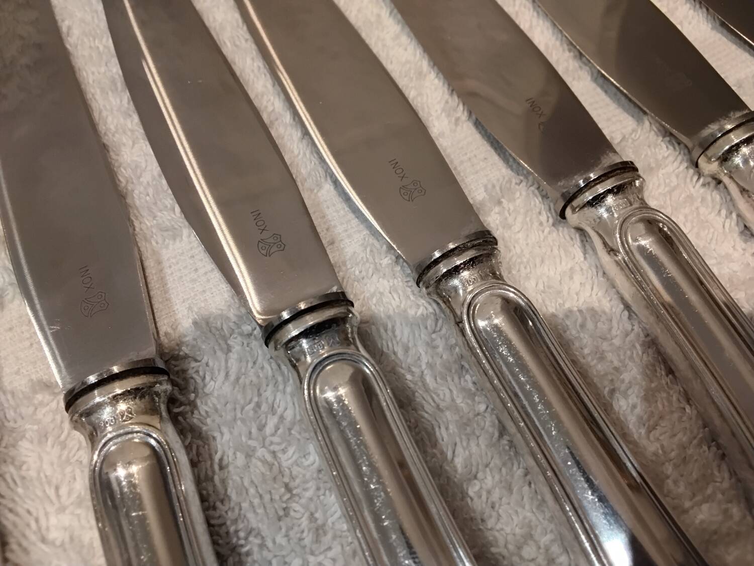 11 table knives with 800 silver handles, Swiss goldsmith Jezler filet