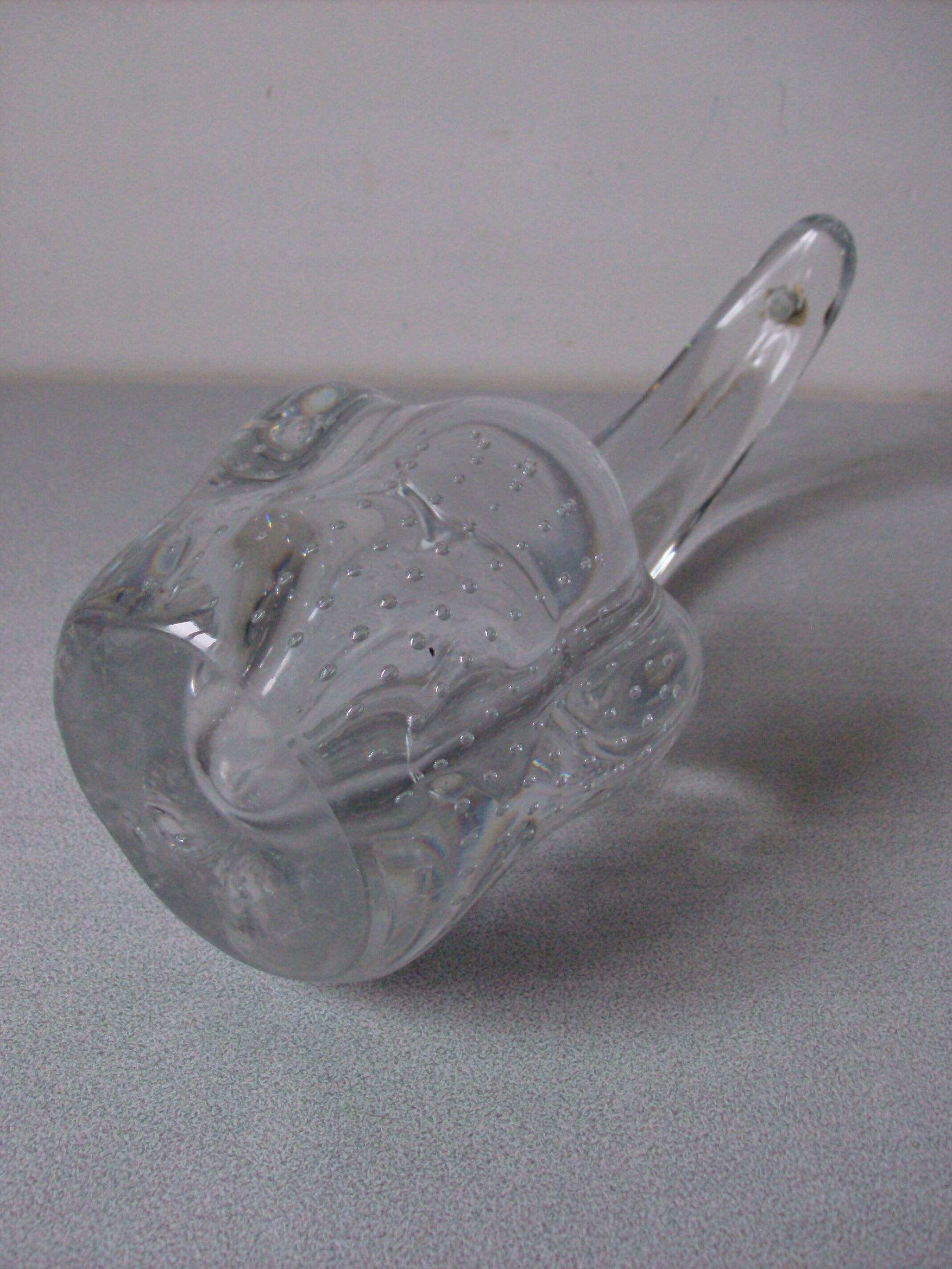 Ancien pied de lampe en verre courbé massif 34 cm pour 3,4 kilos chevet
