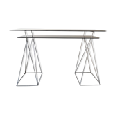 Design desk in smoked glass and wired metal