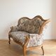 Classic wooden and floral fabric sofa bench