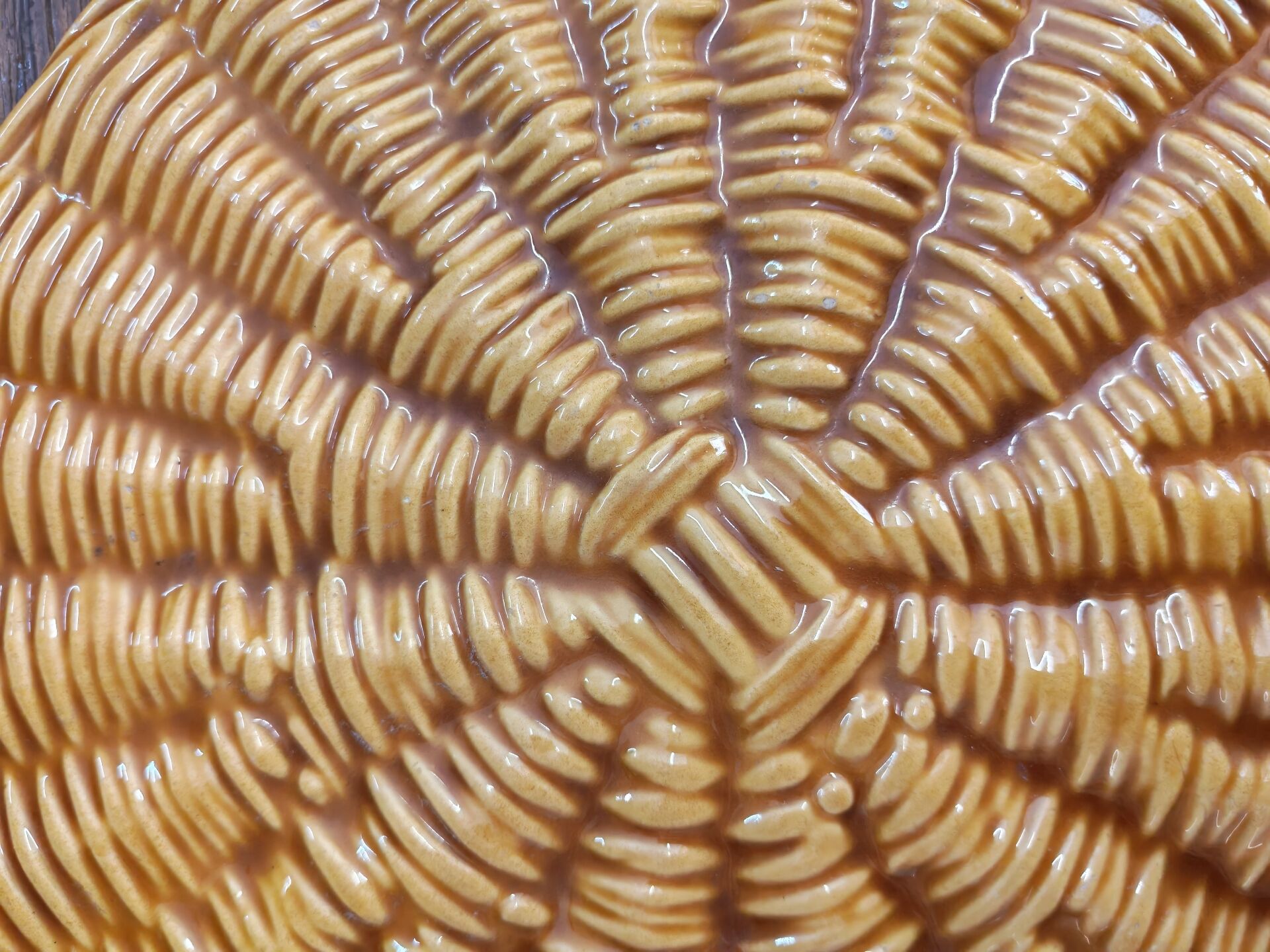 Vallauris slipware dish with woven basket decoration