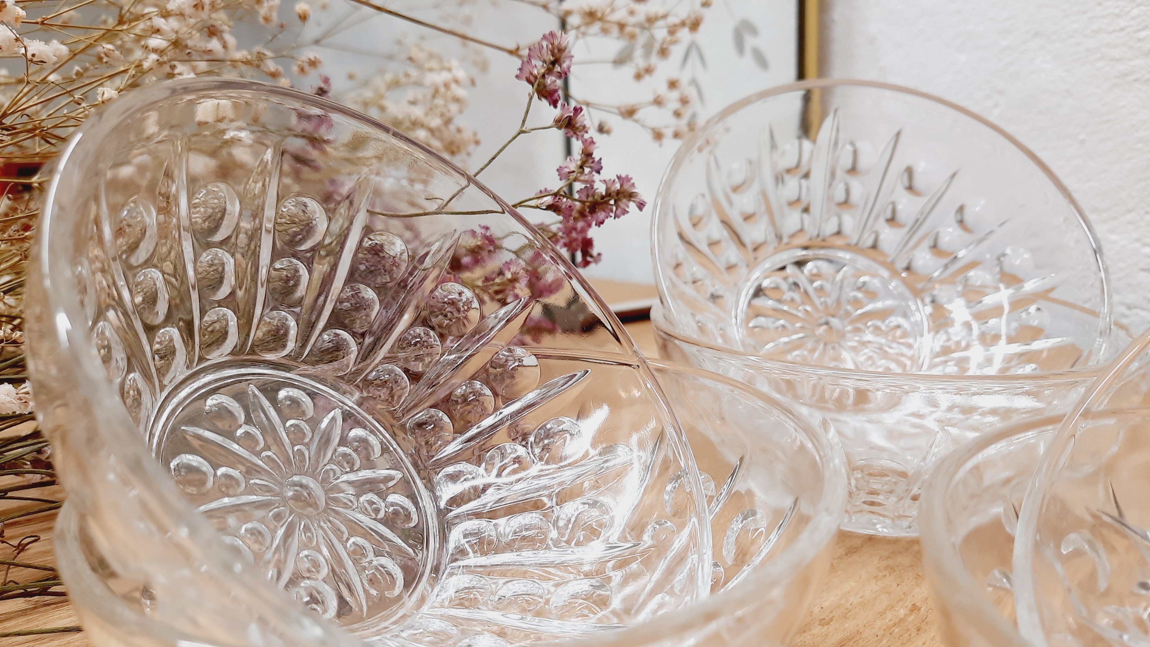 Set 6 cups chiseled glass