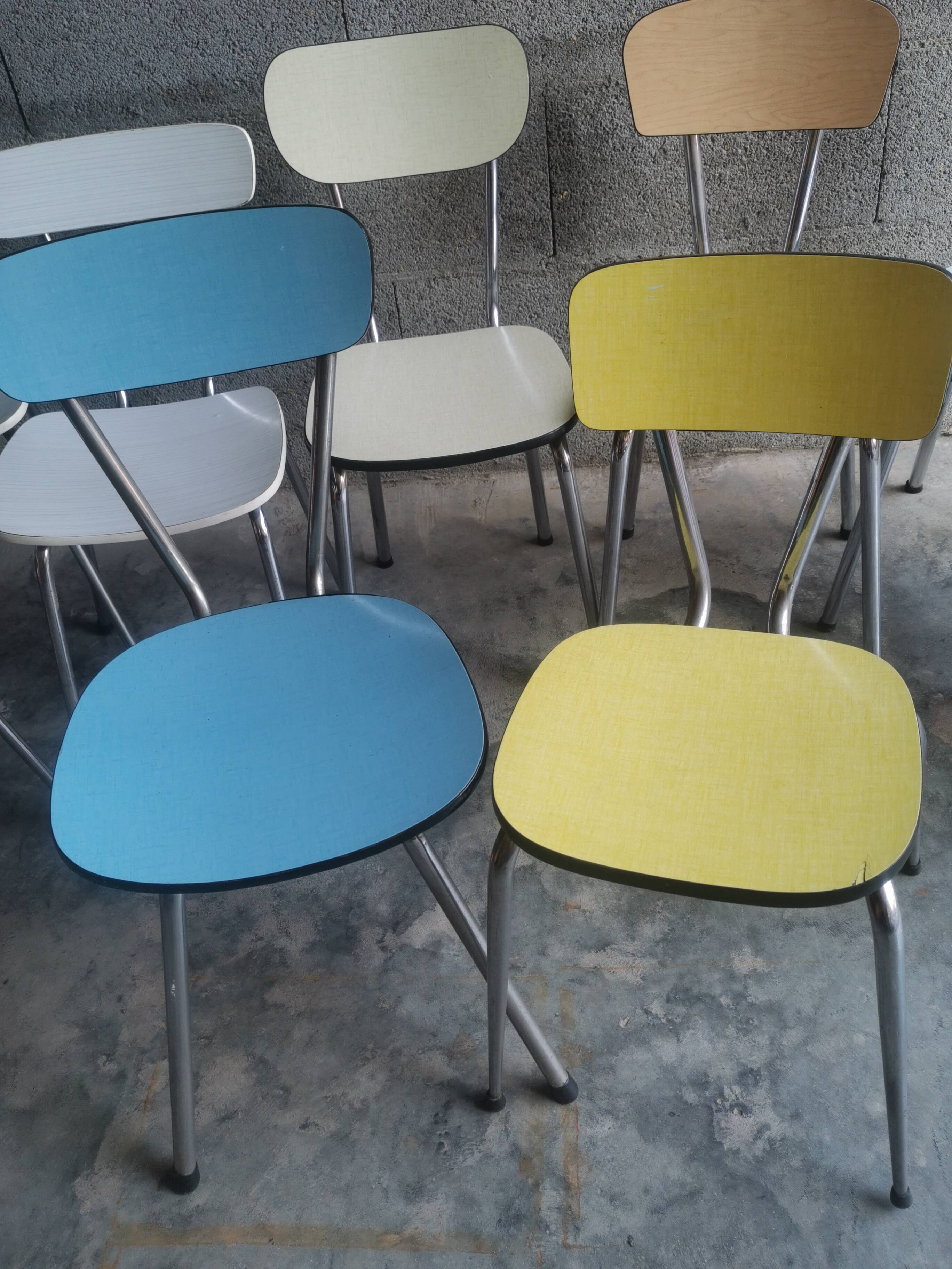 Set of 9 vintage formica chairs